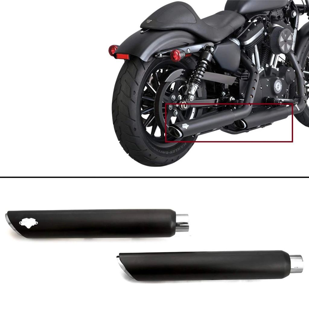 並行輸入品 ブラックメッキエキゾーストサイレンサー ハーレースポーツスターXL 883N アイアン1200X 48 ショートショット 2014以_1