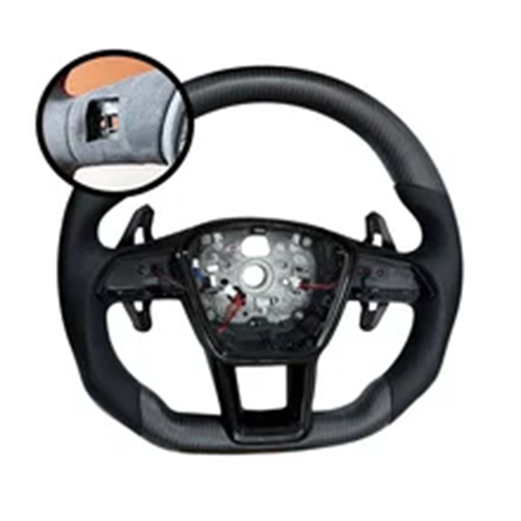 並行輸入品 アウディA6 C8 A7用 ブラックフレームマットカーボンステアリングホイール パドルシフト機能付きの画像