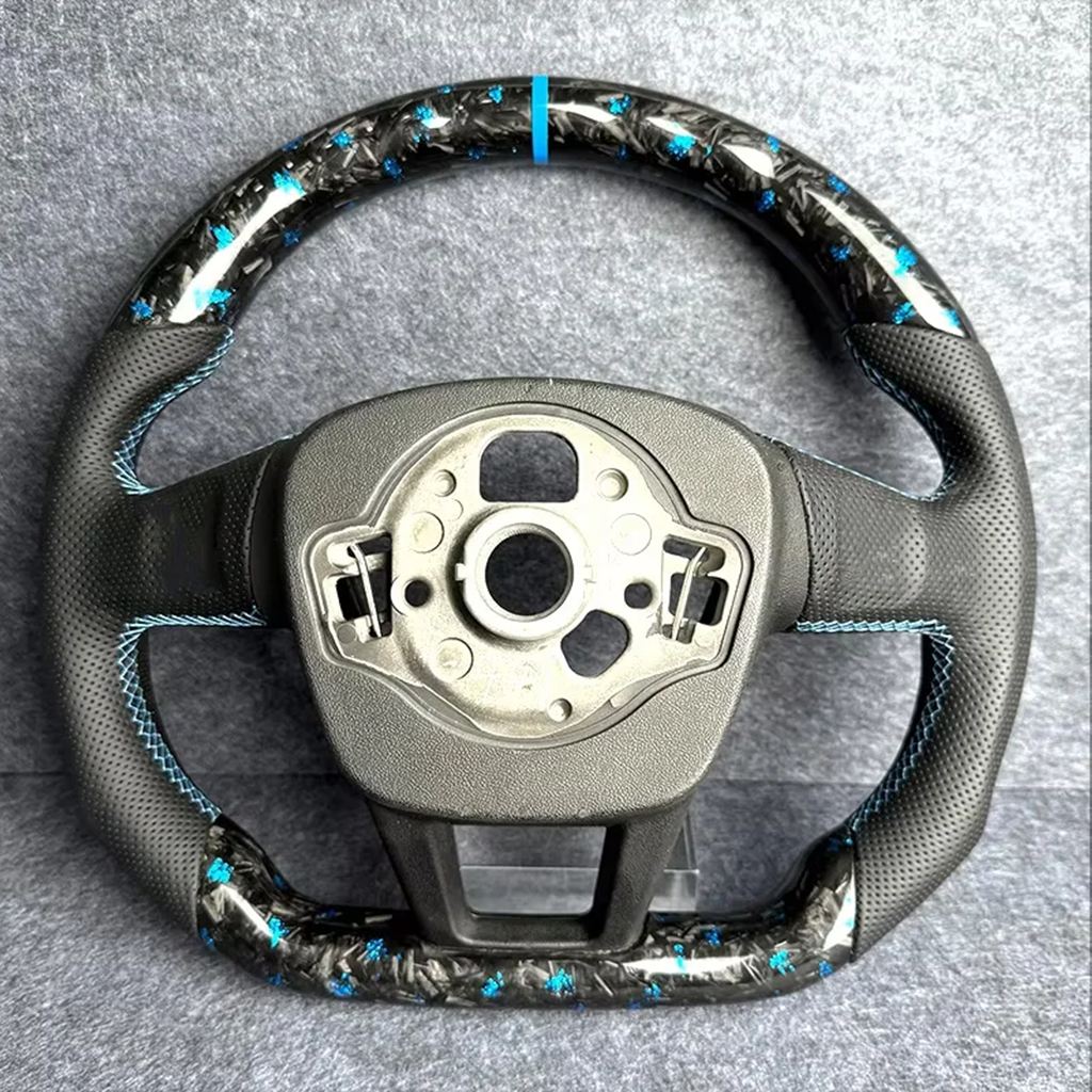 並行輸入品 アウディC8 A7ブルーカーボンステアリングホイール シフトノブカラーパレット付き ブラックフレーム カーパーツの画像