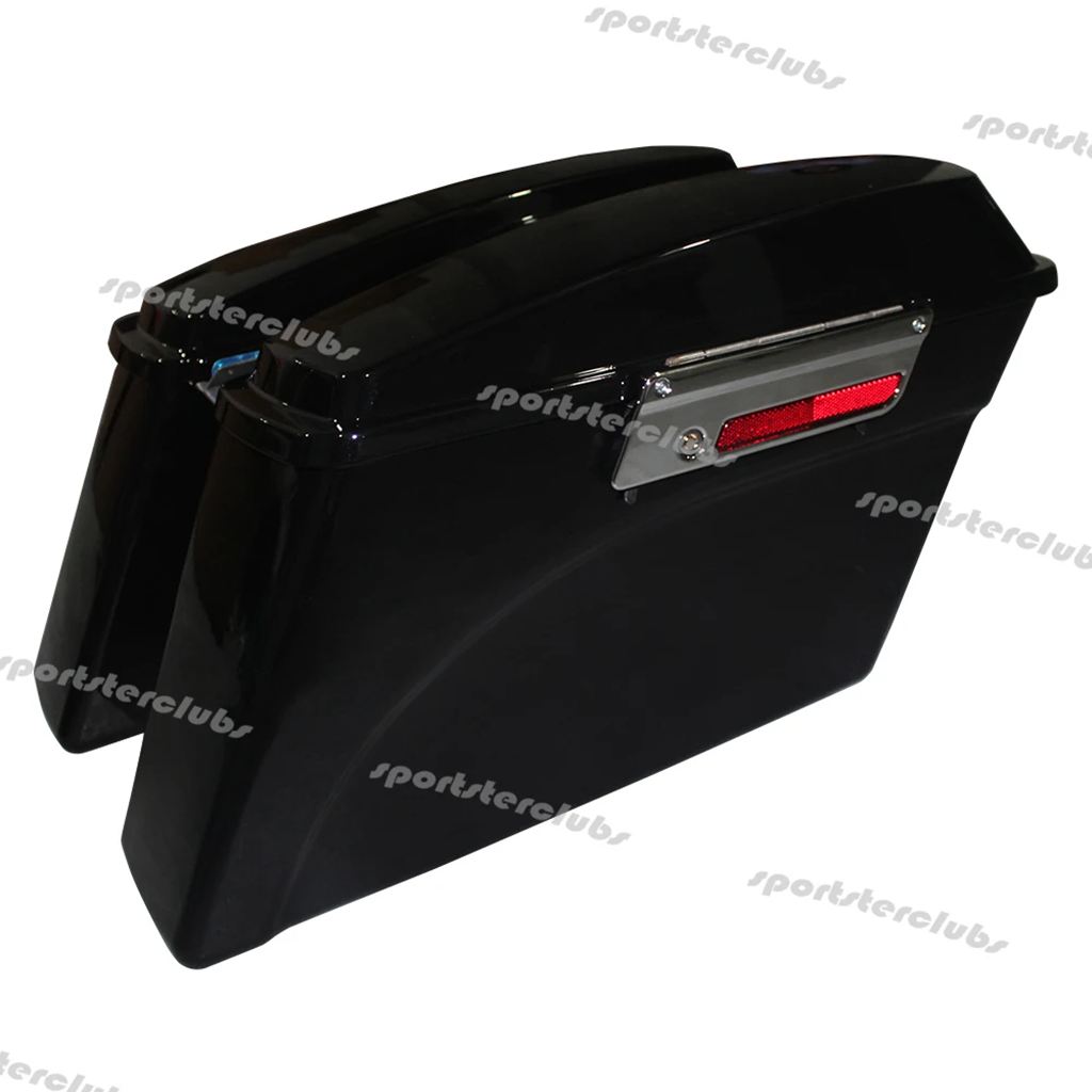 【並行輸入品】ハーレーツーリングストリートグライドロードキングFLTRX FLHT FLHX FLHTK 1994-2013対応 ハードサドルバッグ サドルバッグ 光沢ブラックの画像