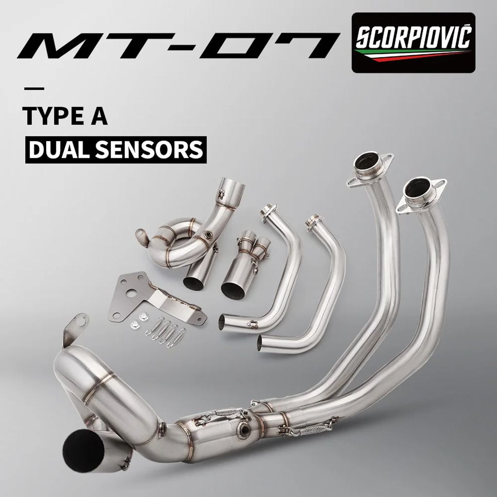 【並行輸入品】バイクマフラーフル排気システム MT07 トレーサー XSR 700 2015 - 2025 2 酸素センサー付き