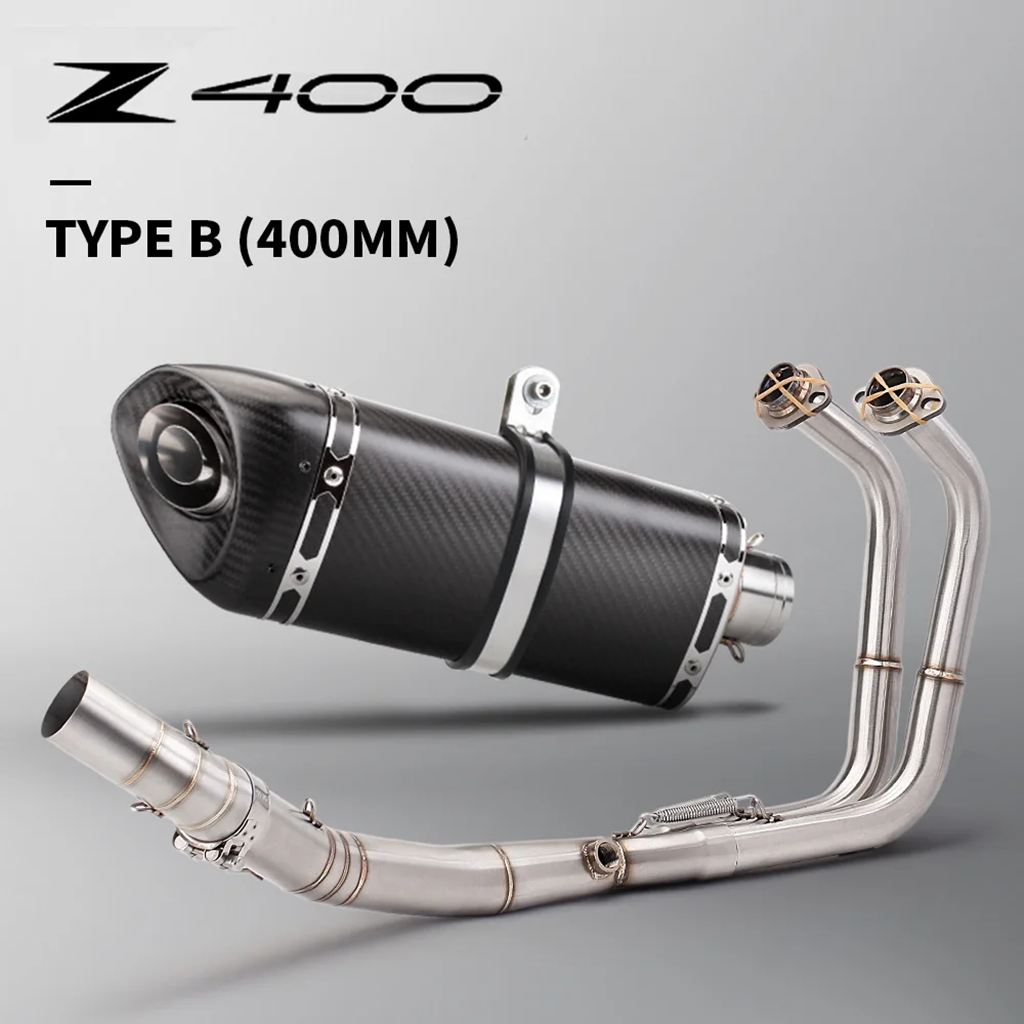 【並行輸入品】Ninja400 z400 フルシステム 51mm ミドルフロントリンクパイプ スリップオンエキゾースト Ninja z 400 500の画像