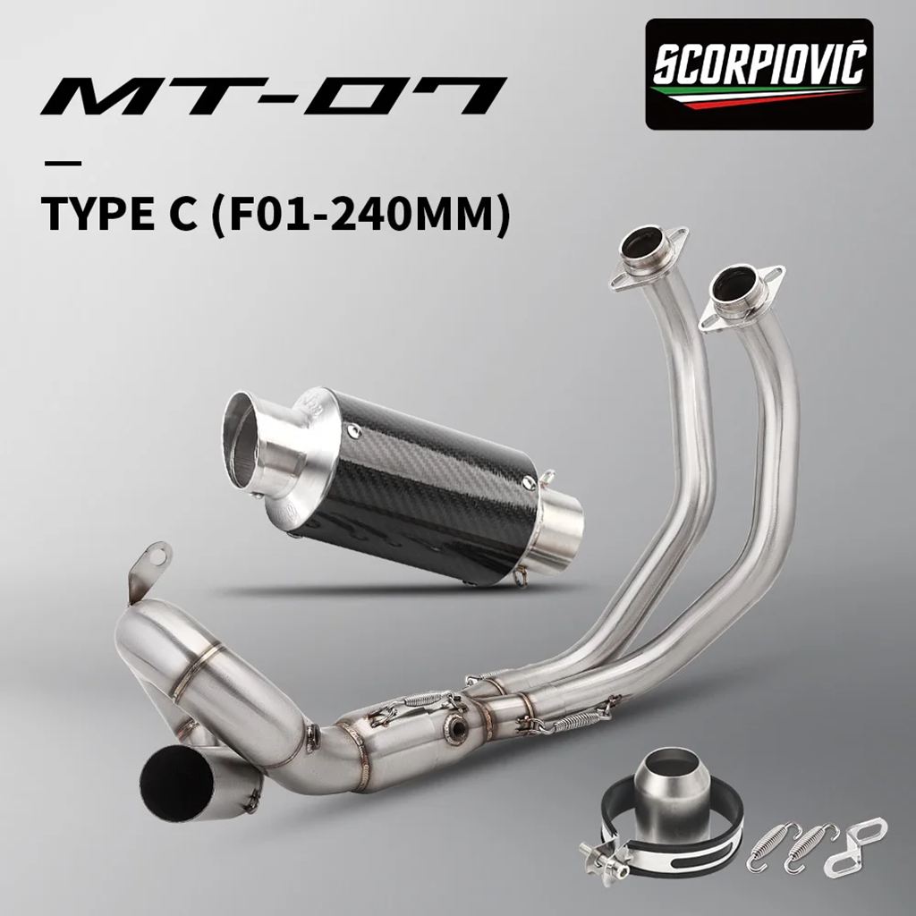 【並行輸入品】MT07 MT-07 R7 xsr700用カスタムフロントセクションステンレスフロントセクション 51MMマフラー付き 2014-2025年式対応