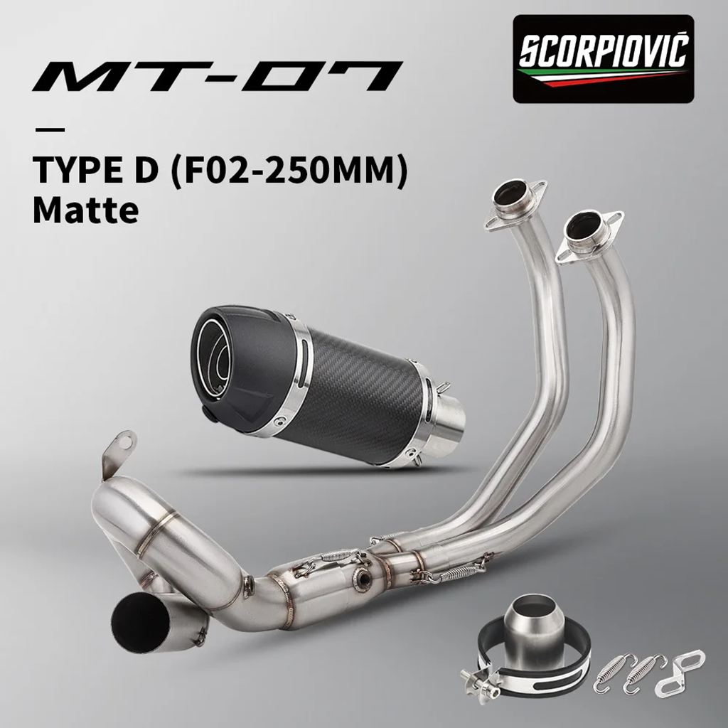 【並行輸入品】MT07 MT-07 R7 xsr700用カスタムフロントセクションステンレスフロントセクション 51MMマフラー付き 2014-2025年式対応