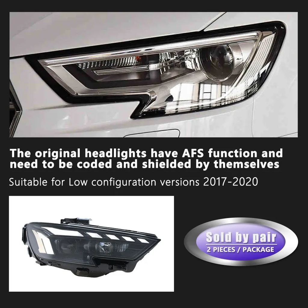【並行輸入品】アウディA3用LEDプロジェクターヘッドライト ダイナミックDRL シーケンシャルウインカー カーライトアクセサリー 2017-2020の画像