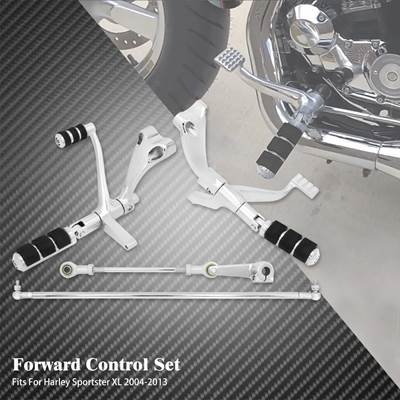 【並行輸入品】 フルバイクフロントコントロールキット ペグレバー ハーレースポーツスターxl883xl1200用黒クロムリンケージ アイアン48 72 1991-upの画像