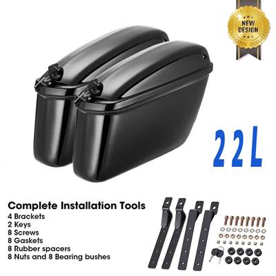 【並行輸入品】 汎用バイク 二輪サドルバッグ サイドケース カワサキ ヤマハ スズキ用 LEDテールライト付きの画像
