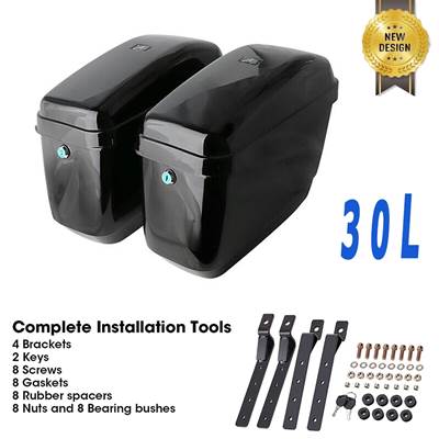 【並行輸入品】 汎用バイク 二輪サドルバッグ サイドケース カワサキ ヤマハ スズキ用 LEDテールライト付きの画像