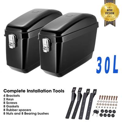 【並行輸入品】 汎用バイク 二輪サドルバッグ サイドケース カワサキ ヤマハ スズキ用 LEDテールライト付きの画像