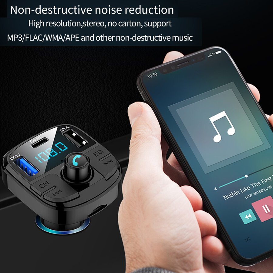 FMトランスミッター BLUETOOTH 5.0付きカーキット 高速MP3充電 QC3.0モジュレーター デュアル USB カーアクセサリー｜ykn-sutoa｜05