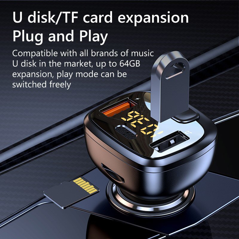 FM デュアル USB QC3.0 送信機 急速充電 音楽受信機 MP3プレーヤー ハンズフリーキット BLUETOOTH 5.1｜ykn-sutoa｜06
