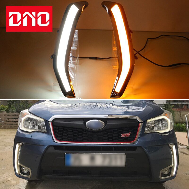 【並行輸入品】 車 led 日中走行 ライト スバルフォレスター2013 2014 2015 - 2018 12v 自動 drl 黄色 ウインカー デイライツ フォグランプ