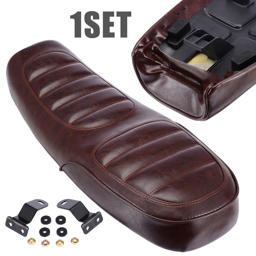 【並行輸入品】 Pu レザーバイク サドル シートカバー レトロ フラットブラ バイク カスタム_1