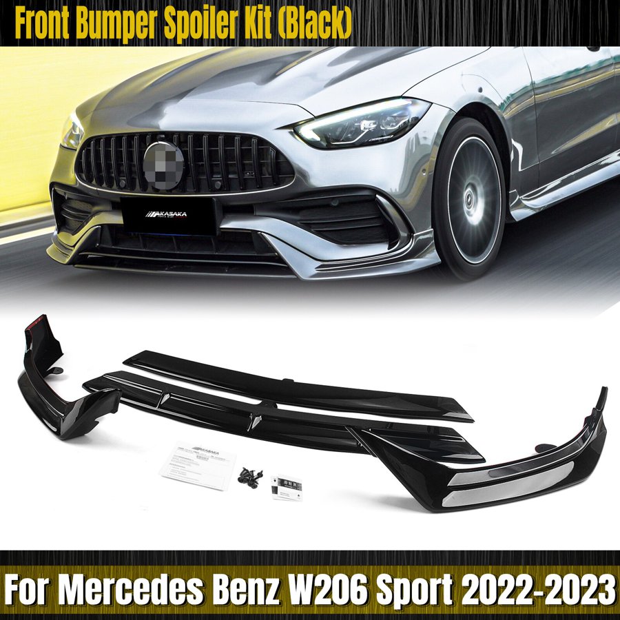 フロントバンパー ブラック リップブレード サイドスプリッターカバー メルセデスベンツCクラス w206 スポーツ2022 2023 c300 : nkp4272 : YKNshop