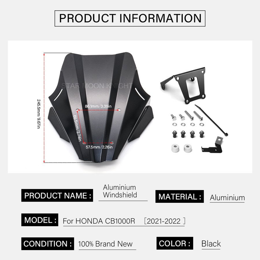 【並行輸入品】 ホンダ オートバイ ウィンドシールド デフレクター フロントガラス アルミニウム cb1000r cb1000 rb 1000 r 2021 2022_2