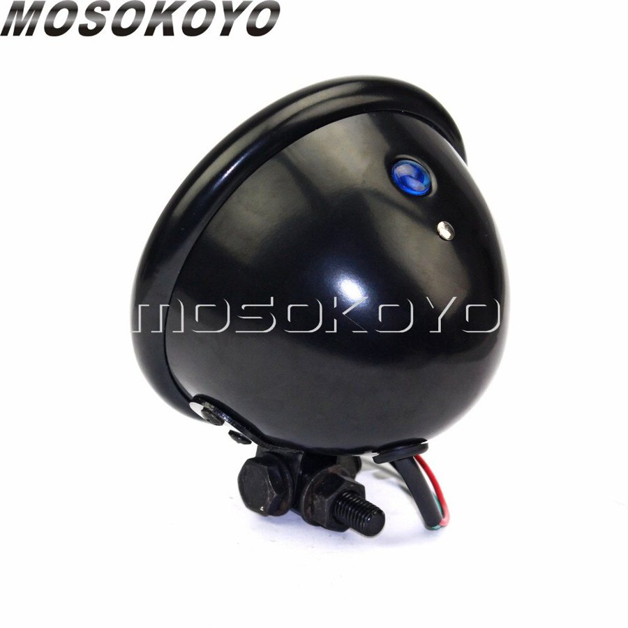 【並行輸入品】 ヘッドライト ヘッドランプ カフェレーサー レトロ 4.5 \" ベイツスタイル インジケータ eマーク灯台の画像