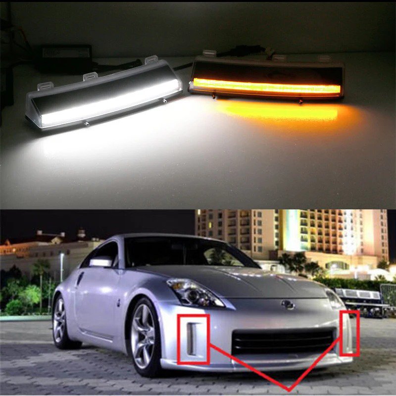【並行輸入品】 日産350z 車 ヘッドライトアセンブリ 照明 2006-2009 lci，Drl amber 黄色と白
