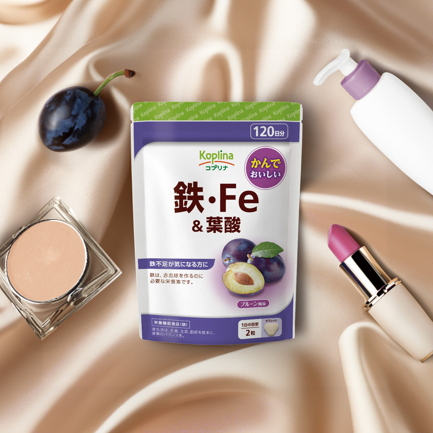 ＼33％OFF／鉄・Fe＆葉酸 240粒 1袋120日分  (タブレット/チュアブル/貯蔵鉄/鉄分/鉄活/プルーン風味/おいしいサプリ/健康/サプリ/栄養/国内製造) | Koplina | 11