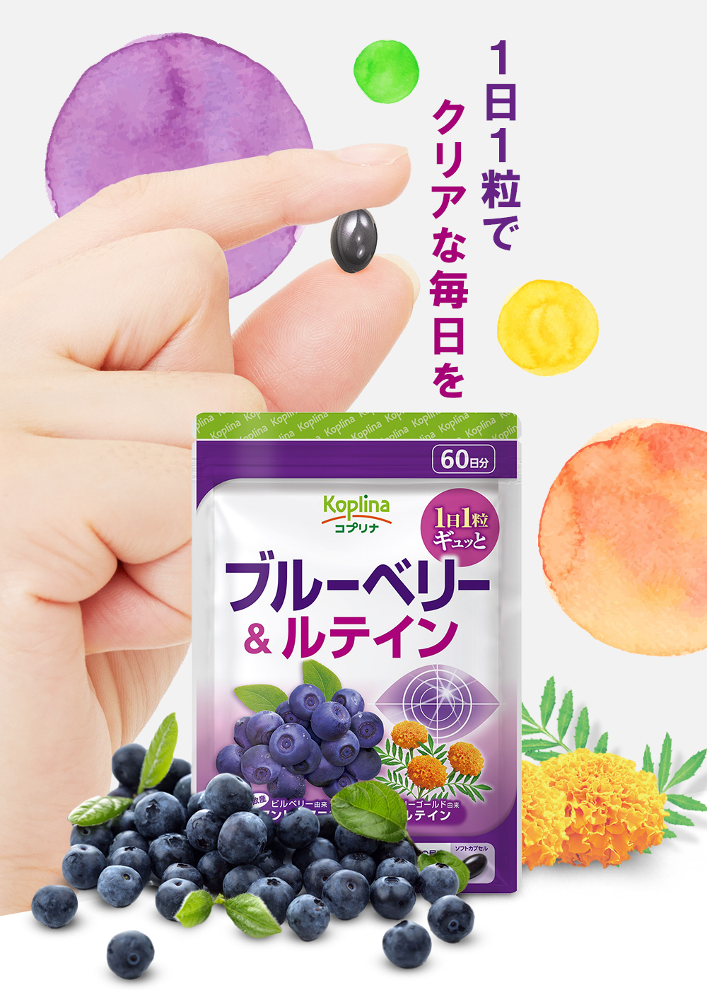 Koplina（コプリナ） ＼41％OFF／ブルーベリー＆ルテイン 60粒 1袋60日