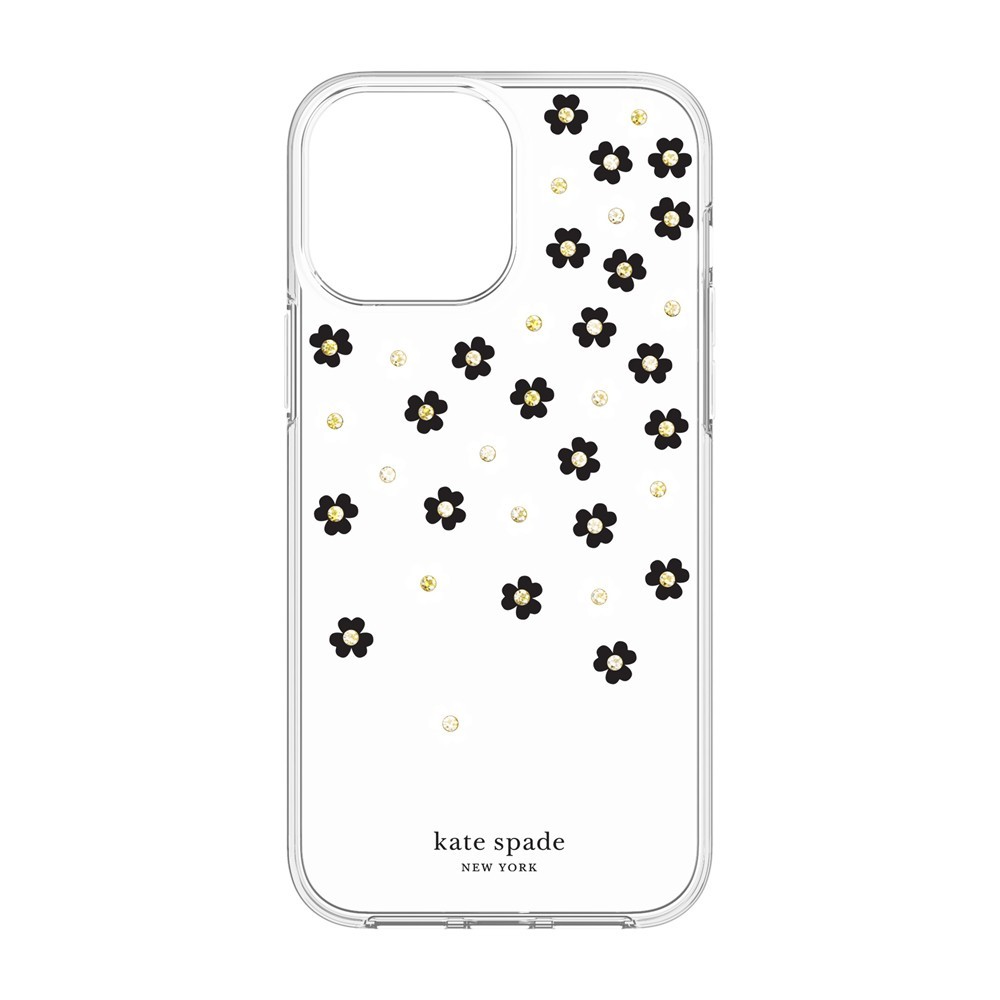 kate spade ケイトスペード スマホケース ハード ケース iPhone13ProMax 花柄 クリア KSNY Protective  Case Scattered Flowers Black Whit