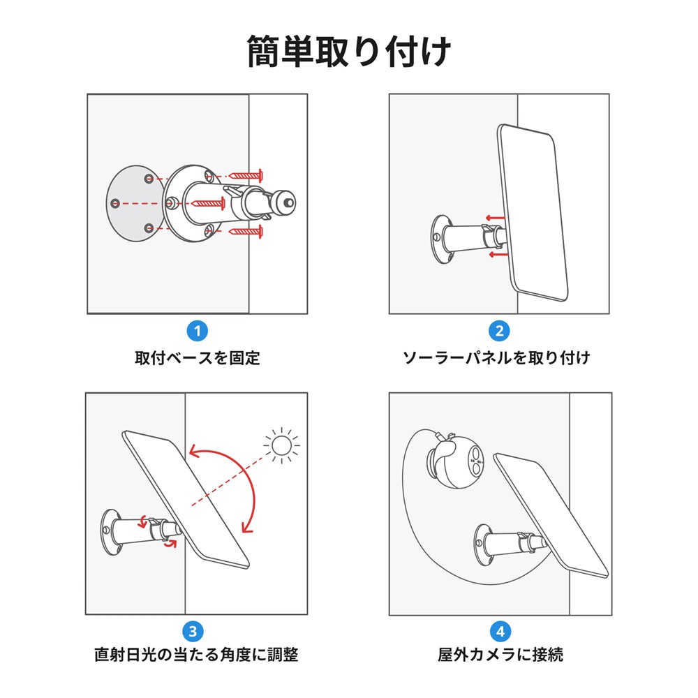 SwitchBot 屋外カメラ 専用ソーラーパネル 取付簡単 スマート