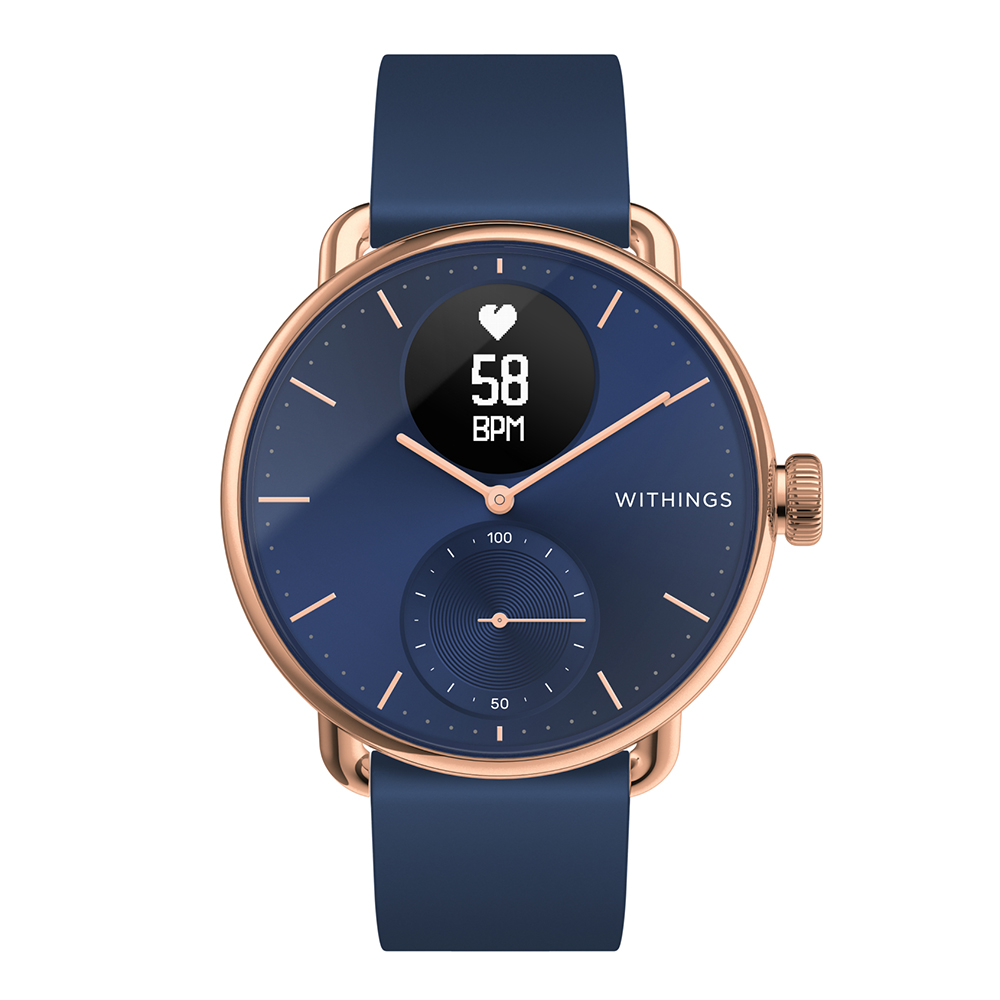 スマートウォッチ Withings ScanWatch 38mm Rose Gold Blue 血中酸素の