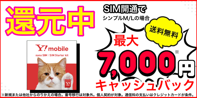 最大7000円キャッシュバック Sim ワイモバイル エントリーパッケージ 格安sim Au ドコモ ソフトバンク 対応 Yモバイル ワイモバ Y Mobile Selection 通販 Paypayモール