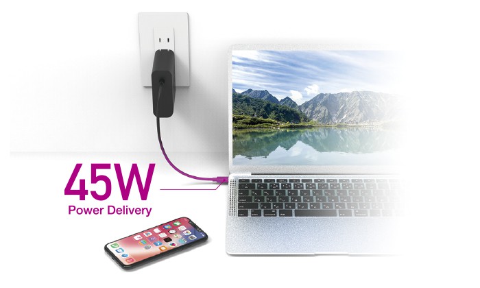 市場 45W ACアダプター PD対応 2.25A ノートパソコン充電器 USB-C 20V 充電器 Type-C 電源アダプター