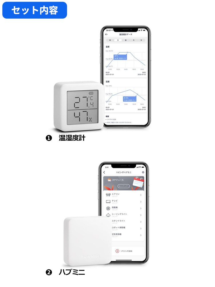 【おまけ付き】SwitchBot　ハブミニと温湿度計とタグ各2個セット Amazon.co.jp: 【室内温湿度と天気を同時に管理セット