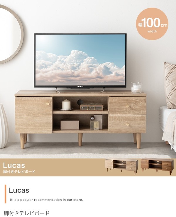 テレビ台 42型まで推奨 ロータイプ 幅100 木製 引き出し 扉 収納 脚