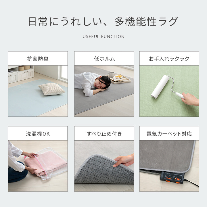 ラグ カーペット 200×300cm 4畳 4帖 大判 大きい 長方形 洗える 抗菌防臭 滑り止め付き 薄手 おしゃれ 無地 床暖房ホットカーペット対応 フランネル ピオニー2_3