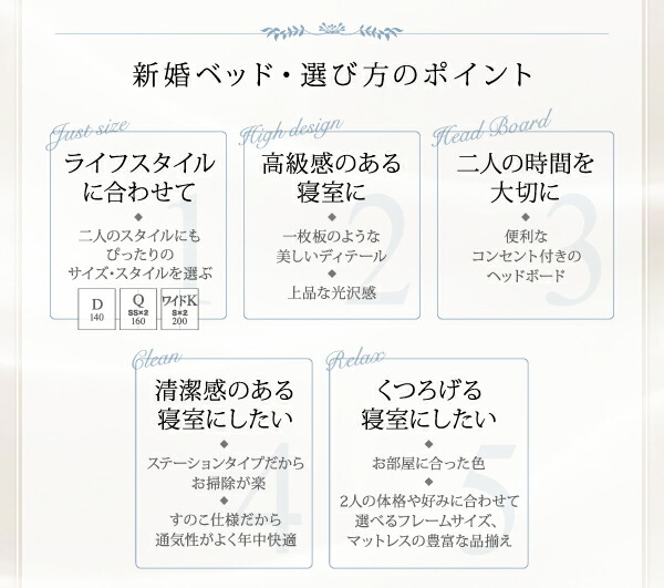 棚・コンセント付きデザインすのこベッド 国産カバーポケットコイルマットレス付き クイーン(SS×2) 組立設置付 :ck102852500021794 id010:山瀬インテリア