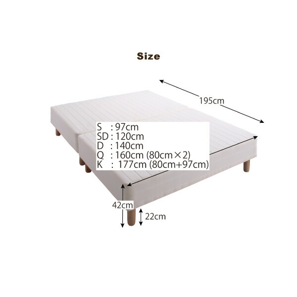 脚付きベッド 足つきベッド マットレスベッド 分割式 あしつき ベット 22cm ボンネルコイルマットレス 敷きパッドなし シングル｜yms-reusestore｜20