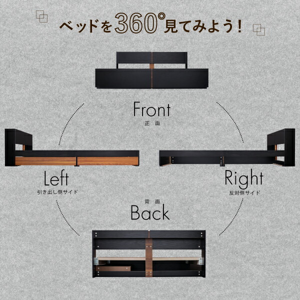 棚・コンセント付き収納ベッド ベッドフレームのみ シングル 組立設置付 :ck120509500047136 id010:山瀬インテリア