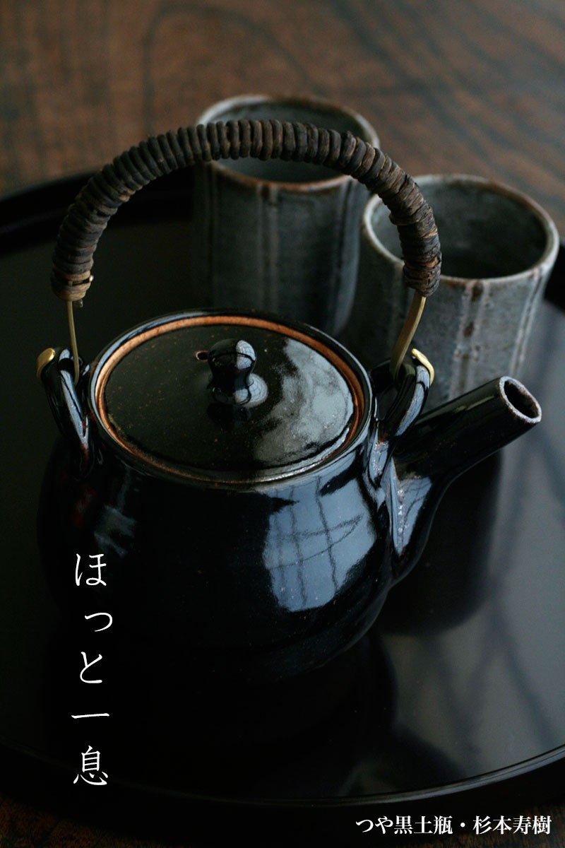 伊賀焼：つや黒土瓶・細・杉本寿樹《土瓶・600ml》 : 和食器の愉しみ
