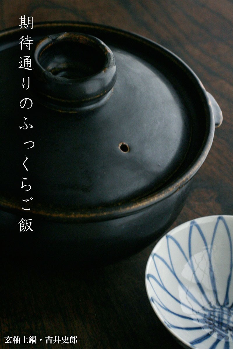 玄釉土鍋・3合・吉井史郎《土鍋・1600ml・3合・21.0cm》 : 0033-0110 : 和食器の愉しみ 工芸店ようび - 通販 -  Yahoo!ショッピング