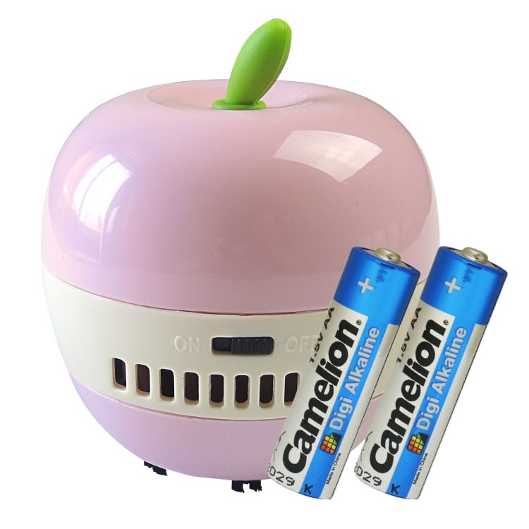 【送料無料】定形外郵便 卓上クリーナー FU101 リンゴ型 アルカリ電池 LR6-SP1 単3形 2本セット 消しゴムのカスやほこりもしっかり吸い取りお掃除します！｜yoijimuhakuba｜02