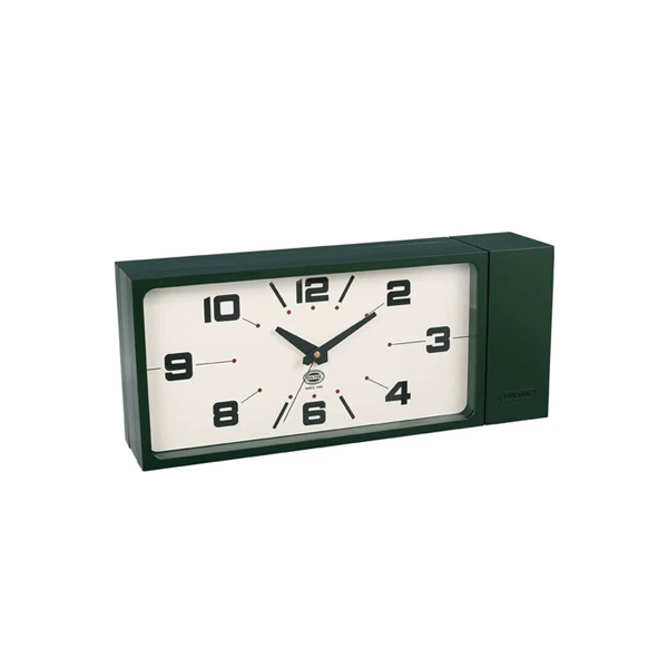 W442×D98×H187mm ダルトン 両面掛け時計 黒 緑 グレー ダークグリーン 長方形 四角 置き時計 文字盤両面 レトロ 時計の横にフック｜yojo-board-shop｜03