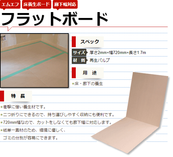 エムエフ MF フラットボード 50枚 厚さ 2mm 720mm×1700mm 床 廊下の