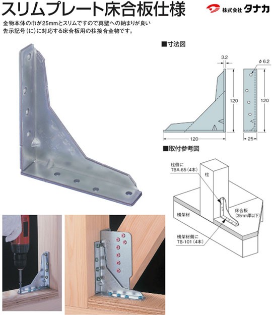 タナカ スリムプレート床合板仕様 441-8501 50個 基礎 内装 構造金物