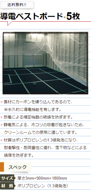 エムエフ MF 導電ベストボード 5枚 厚み3mm/サイズ900mm×1800mm 帯電