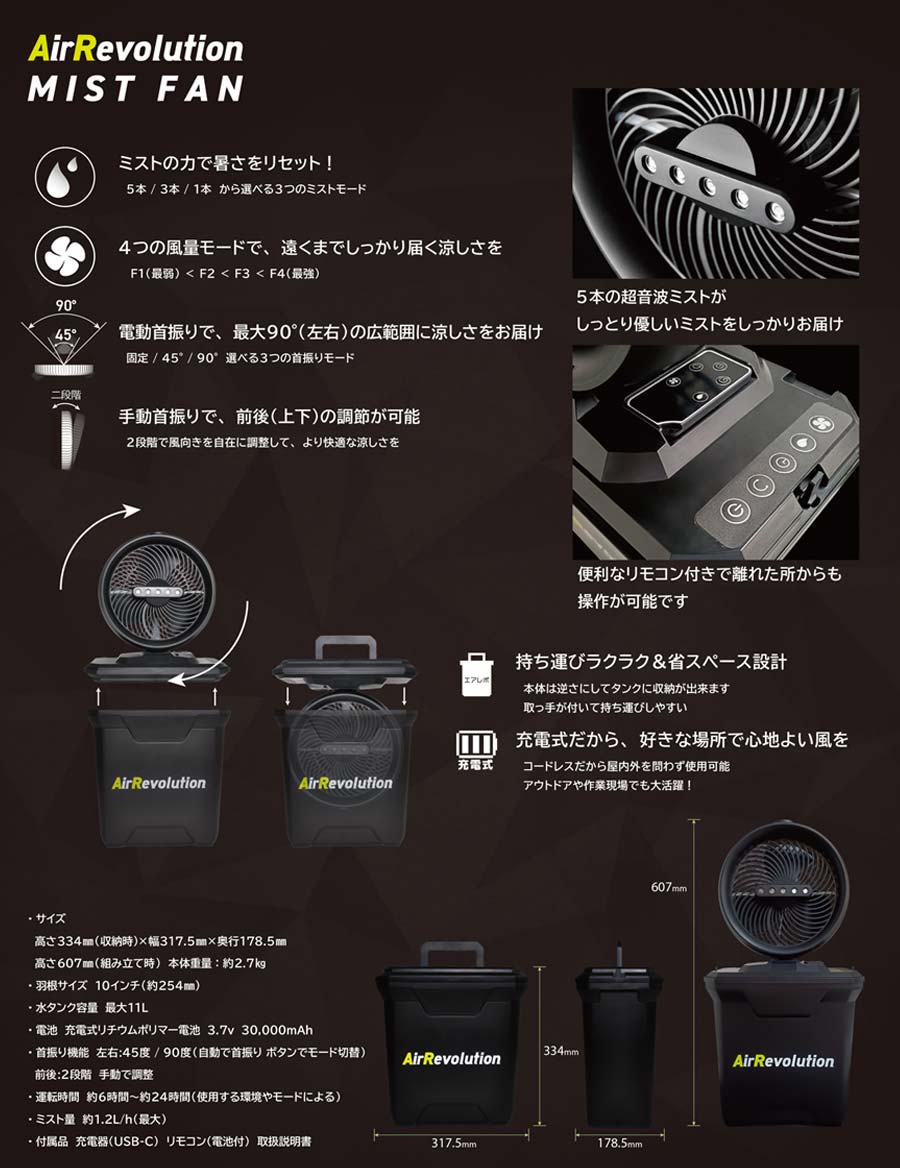 ミスト扇風機 熱中症対策 屋外 業務用 小型