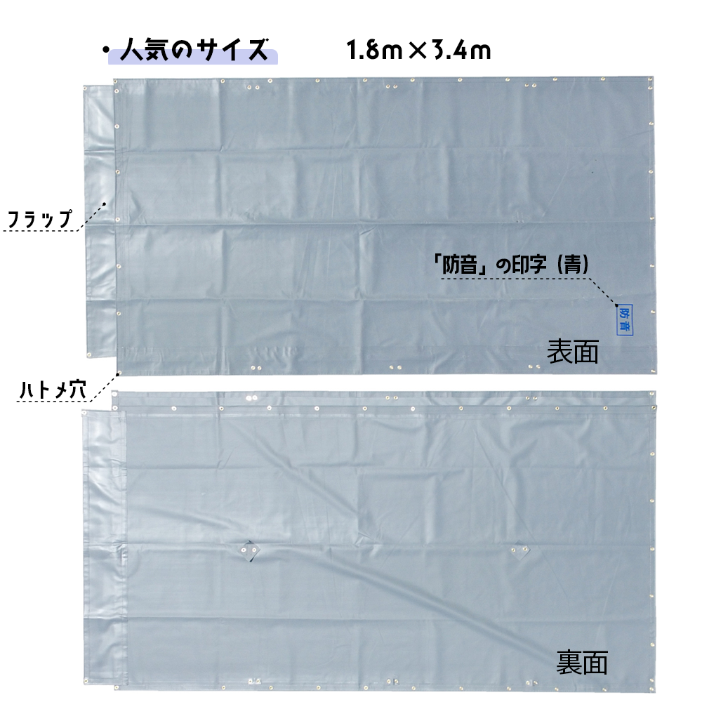 防音シート 軽量 厚み0.4mm×1.8m×7.2m 4枚 工事用 建設資材 足場用資材