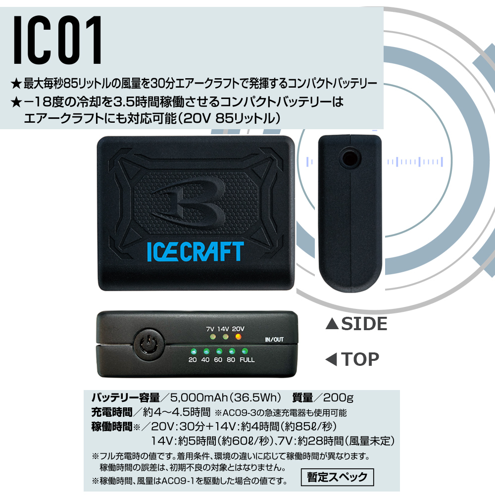 バートル　アイスクラフト　ペルチェベストIC101Sバッテリーセット バートルアイスクラフト IC101S ペルチェベストバッテリーセット