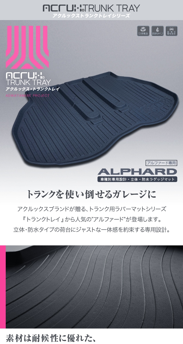 トヨタ アルファード/ヴェルファイア専用トランクトレイ(縦長巻梱包