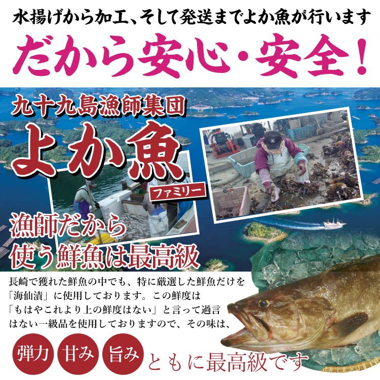 長崎 よか魚 海仙漬 クエ 鯛 ブリ 鮮魚 鯛茶漬け 活かし真鯛 特製ダレ 漬け ヅケ ギフト 贈り物 母の日 父の日