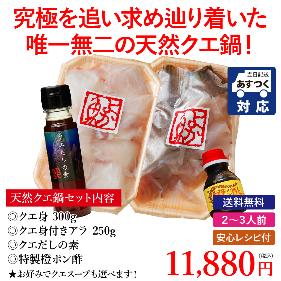 14年連続1位 長崎産天然クエ鍋2〜3人前 (クエ計550g前後 クエだし付) ギフト クエ鍋 取り寄せ クエ鍋セット 鍋セット 海鮮鍋セット お歳暮  海鮮 クエ 送料無料 :kue001:よか魚.com - 通販 - Yahoo!ショッピング