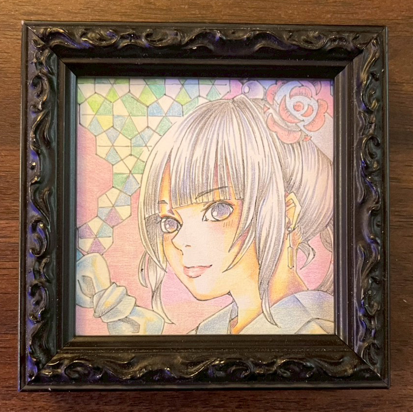ミニ額 ロッサ 豆色紙 アクリルUVカット仕様 木製 アンティーク アート