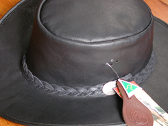 オージーブッシュ・カンガルーレザーハット（ブラック） ラナパー