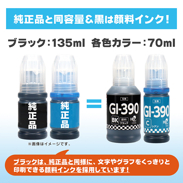 GI-390 キャノン用(Canon) 顔料ブラック 4色セット×3　互換インクボトル  対応機種：G3310 / G1310｜yokohama-toner｜04